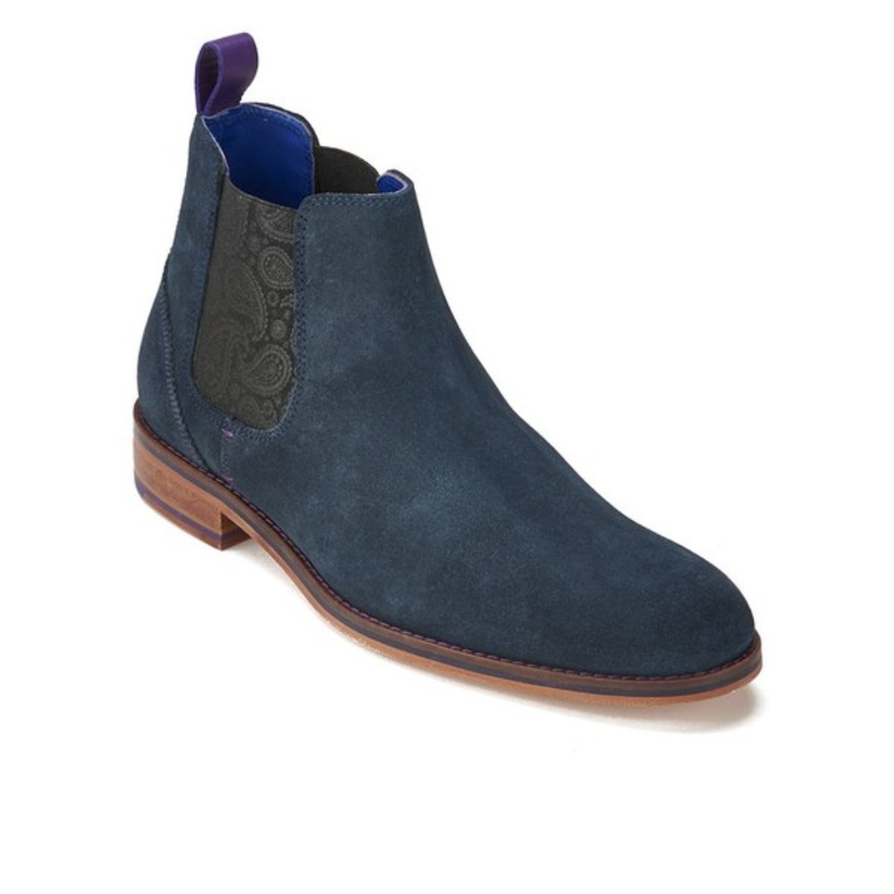 Ted Baker Camroon blue suede Chelsea boots.